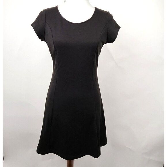Urban Outfitters Cooperative Black Mesh Back Stretch Skater Dress Fit Flare sz S - Picture 2 of 6